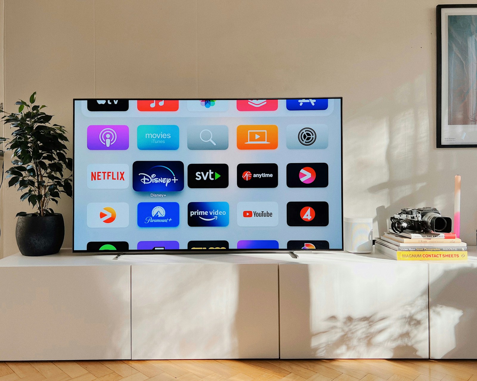 Android TV box connected to a modern flat-screen TV